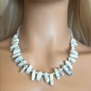 White Howlite & Moonstone  Necklace